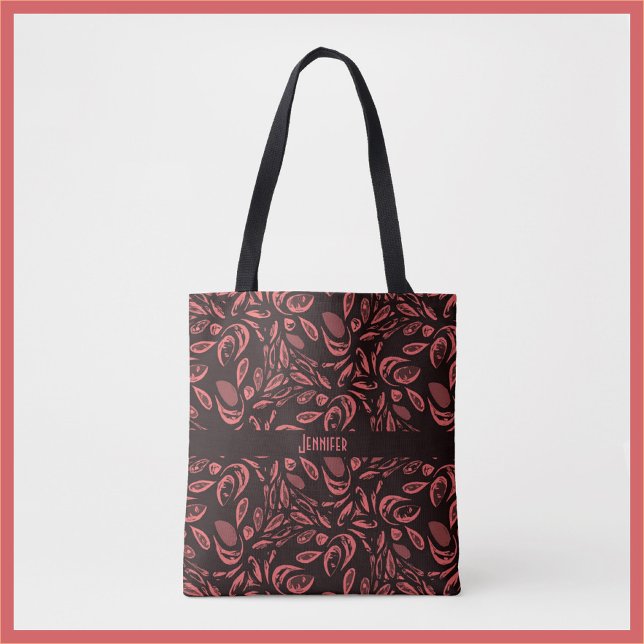 Tote Bag Motif moderne noir, rouge chaud (Créateur téléchargé)