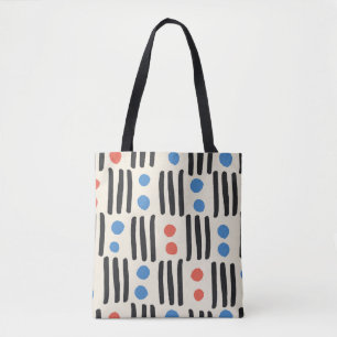 Tote Bag Motif moderne sans couture avec rayures et points 
