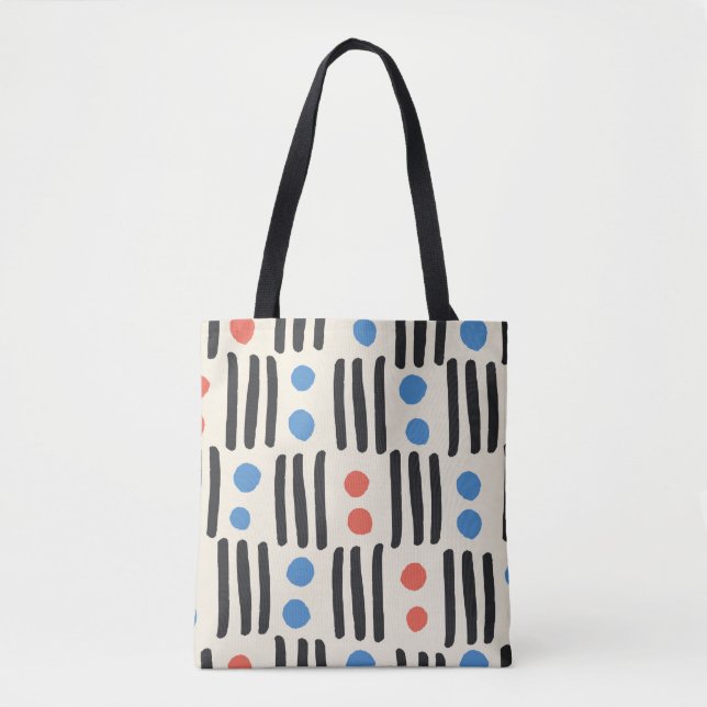 Tote Bag Motif moderne sans couture avec rayures et points  (Devant)