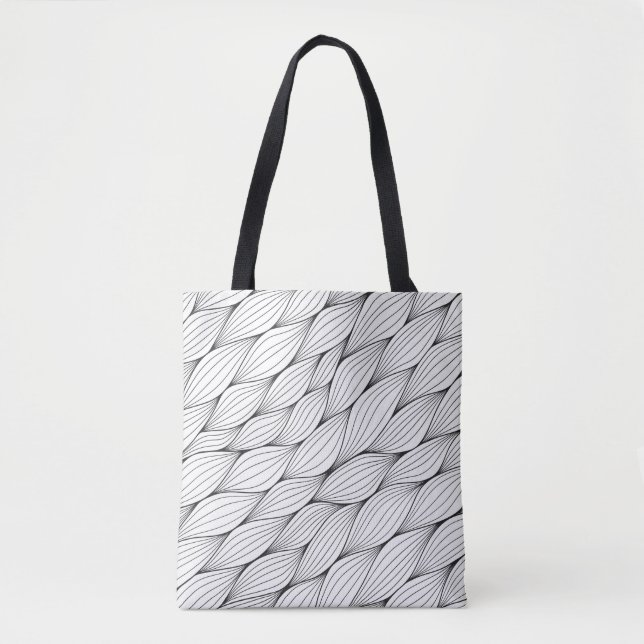 Tote Bag Motif monochrome sans couture avec abstrait courbé (Devant)