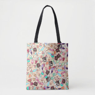 Tote Bag Motif motif de caniche sans couture. Poignée b