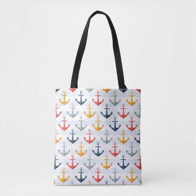 Tote Bag Motif nautique avec des Ancres (Devant)