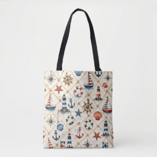 Tote Bag Motif nautique côtier sans couture