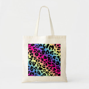 Tote Bag Motif Neon Rainbow Leopard Imprimer