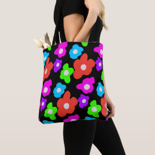 Tote Bag Motif noir arc-en-ciel coloré rétro