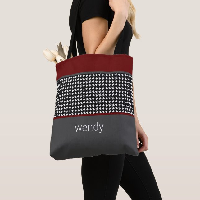 Tote Bag Motif noir avec bordeaux (De près)