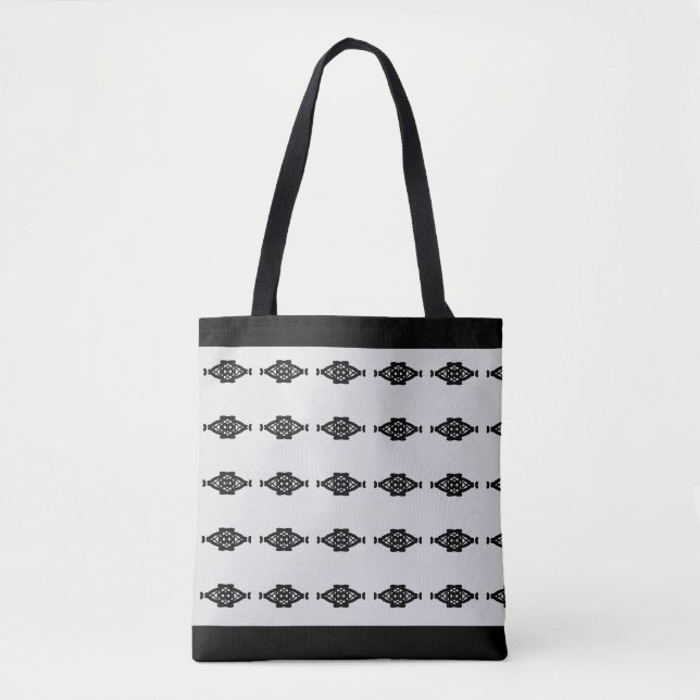 Tote Bag Motif noir moderne et presque blanc (Devant)