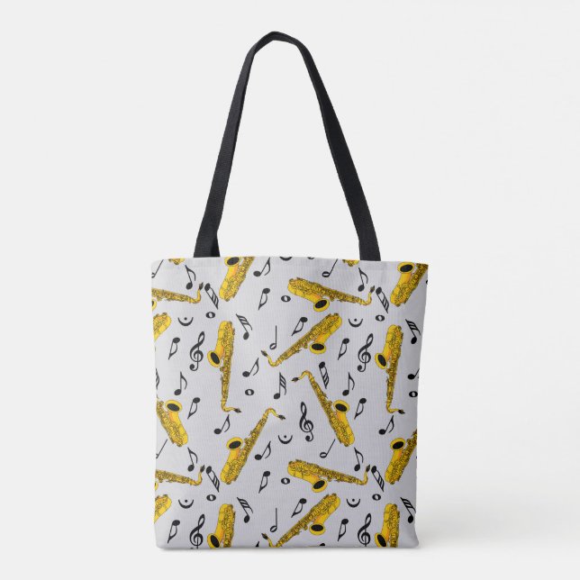 Tote Bag Motif note musique saxophone (Dos)