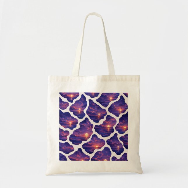 Tote Bag Motif Océan Coucher de Soleil Céleste (Devant)