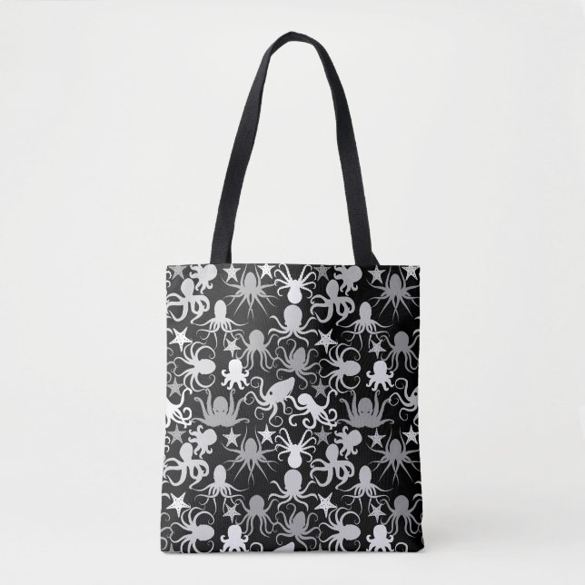 Tote Bag Motif octopus.b Black BG (Devant)