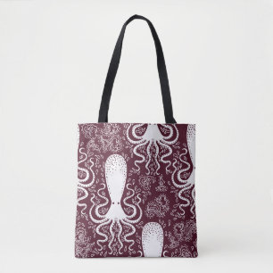 Tote Bag motif Octopus vintage.