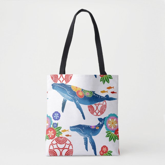 Tote Bag Motif Okinawan de baleine de bingata (Devant)