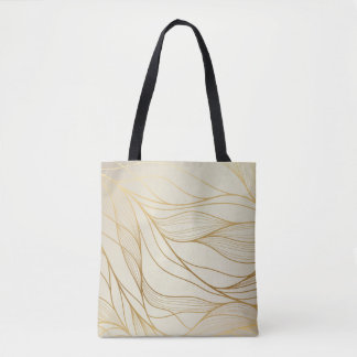 Tote Bag Motif ondulé or. Luxueux ornement linéaire doré