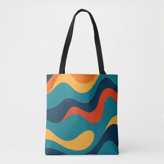 Tote Bag Motif ondulé rétro moderne abstrait  (Devant)