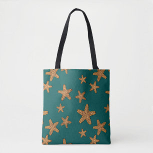 Tote Bag Motif orange d'étoiles de mer