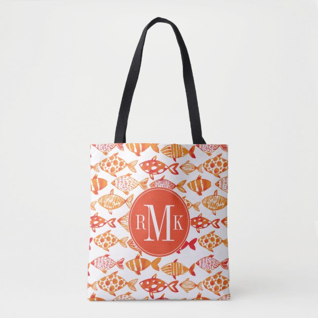 Tote Bag Motif orange lumineux de poissons d'aquarelle (Devant)