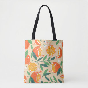 Tote Bag Motif orange sans couture, art vintage abstrait.