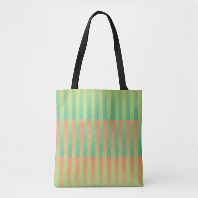 Tote Bag Motif orange vert rayé (Devant)