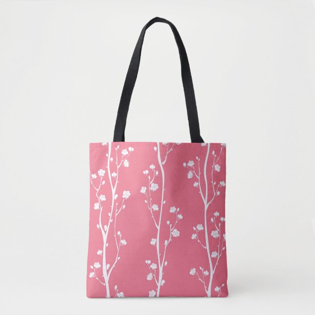 Tote Bag Motif oriental de fleur de prune (Devant)