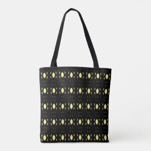 Tote Bag Motif ovale élégant et stylé noir et jaune