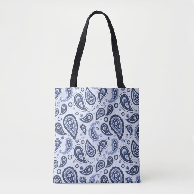 Tote Bag Motif Paisley Bleu (Devant)