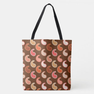 Tote Bag Motif Paisley moderne, Tons de la Terre, Brown de 