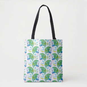 Tote Bag Motif Paon et Plumes