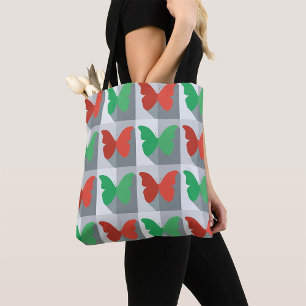 Tote Bag Motif Papillon Rouge et Vert