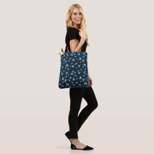 Tote Bag Motif papillon vintage aqua bleu foncé