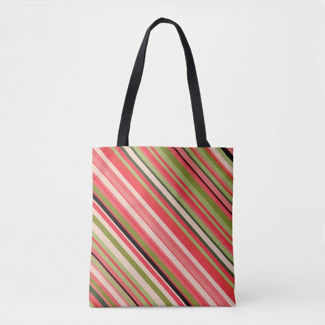Tote Bag Motif Pastèque-Inspiré Fourre-tout de rayures (Devant)