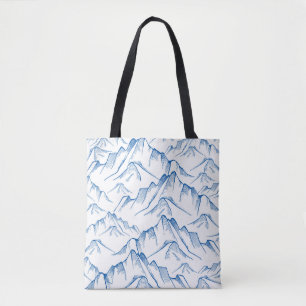 Tote Bag Motif paysager de montagne tiré à la main.