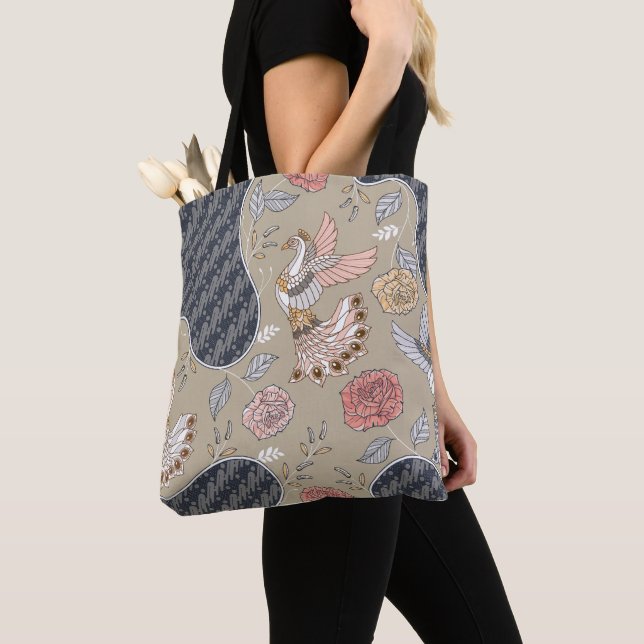 Tote Bag Motif Peacock Batik (De près)