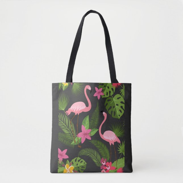Tote Bag Motif Peacock rose avec Fleur (Devant)
