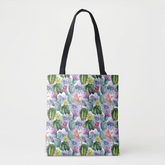 Tote Bag Motif peint à la main de cactus d'aquarelle (Devant)