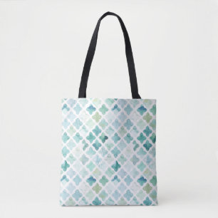 Tote Bag Motif peint à la main de turquoise