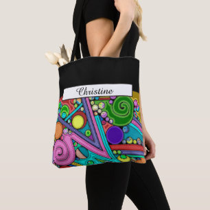 Tote Bag Motif Peint À La Main Et Numériquement Art 12