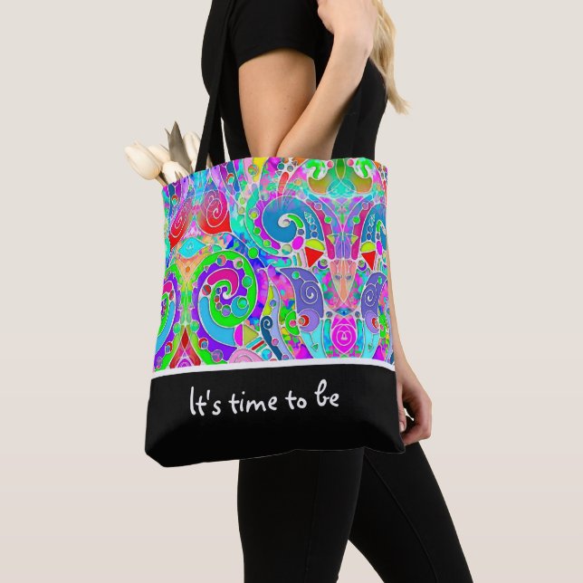 Tote Bag Motif Peint À La Main Et Numériquement Art 22 (De près)