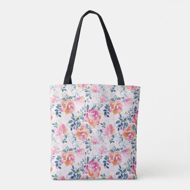 Tote Bag Motif peint de roses (Dos)
