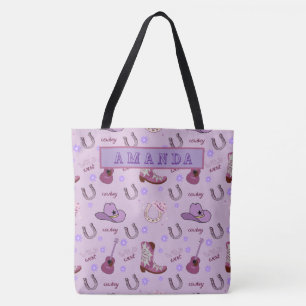 Tote Bag Motif personnalisé de vachette violette sur le thè