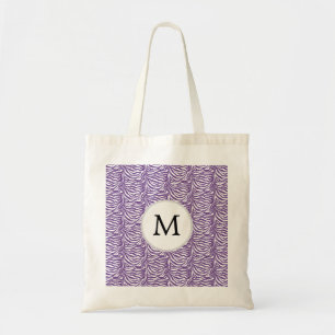 Tote Bag Motif personnalisé Monogram Purple Zebra Stripes