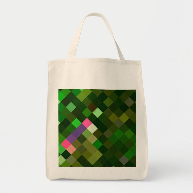 Tote Bag Motif Pixelé - Vert (Devant)
