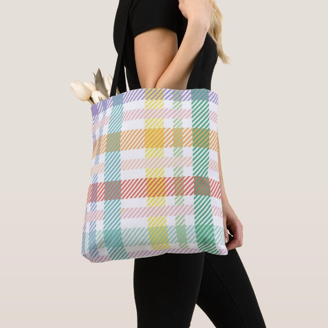 Tote Bag Motif Plaid clair couleur (De près)