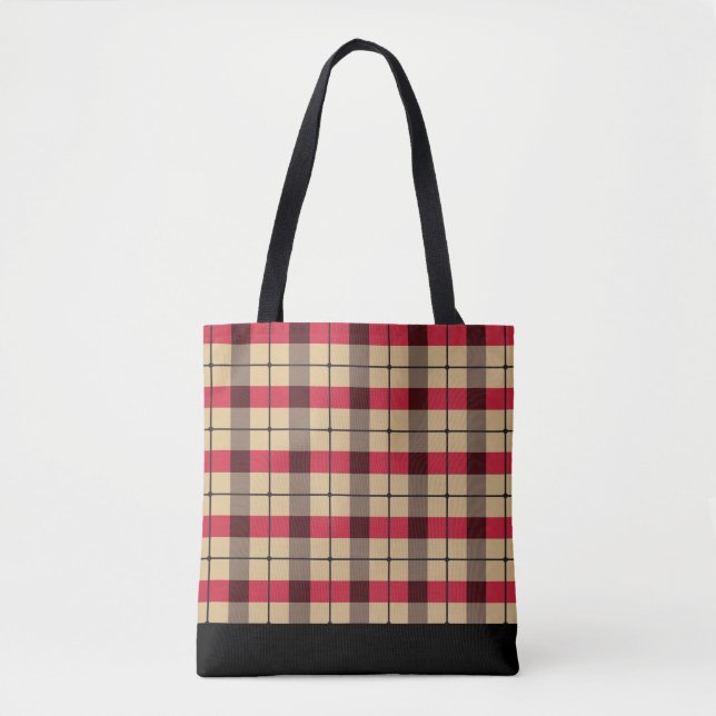 Tote Bag Motif plaid coloré (Devant)