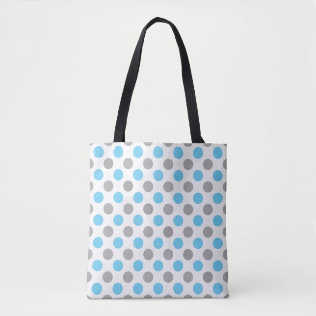 Tote Bag Motif pois bleu et gris (Devant)