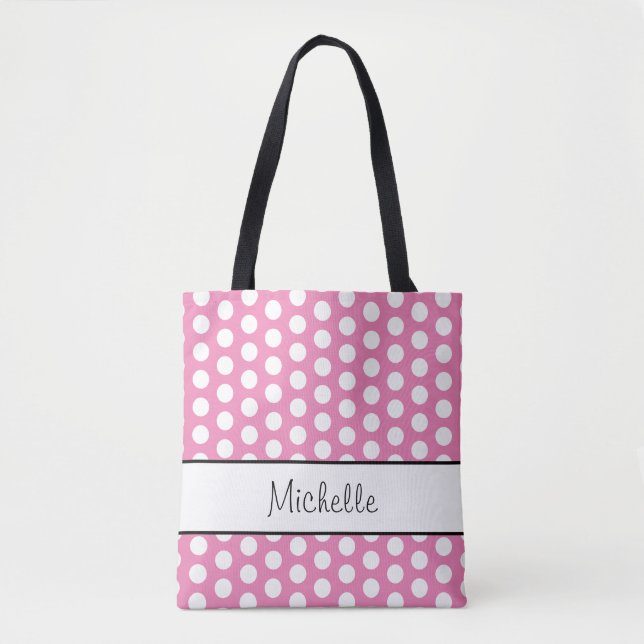 Tote Bag Motif Pois branchée Girly Pink (Devant)