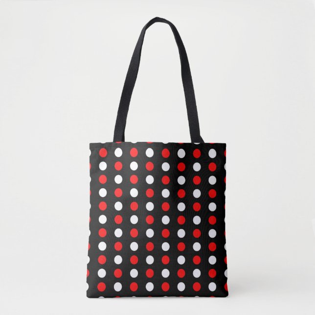 Tote Bag Motif pois rouge et blanc (Devant)