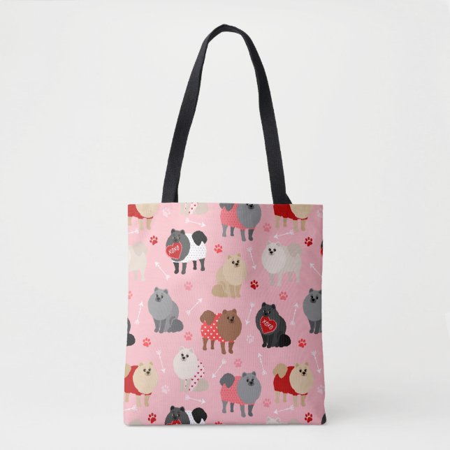 Tote Bag Motif Pomeranian Valentine (Devant)