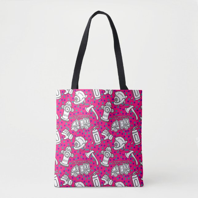 Tote Bag Motif pompier rose (Devant)