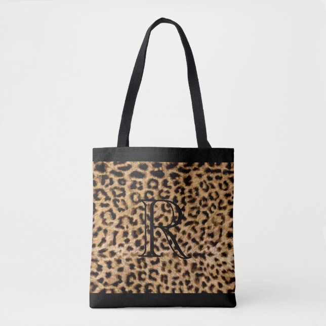 Tote Bag Motif poster de animal avec Monogram (Devant)