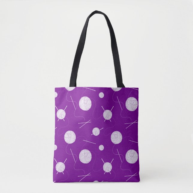 Tote Bag Motif pourpre et blanc de Knitter (Devant)